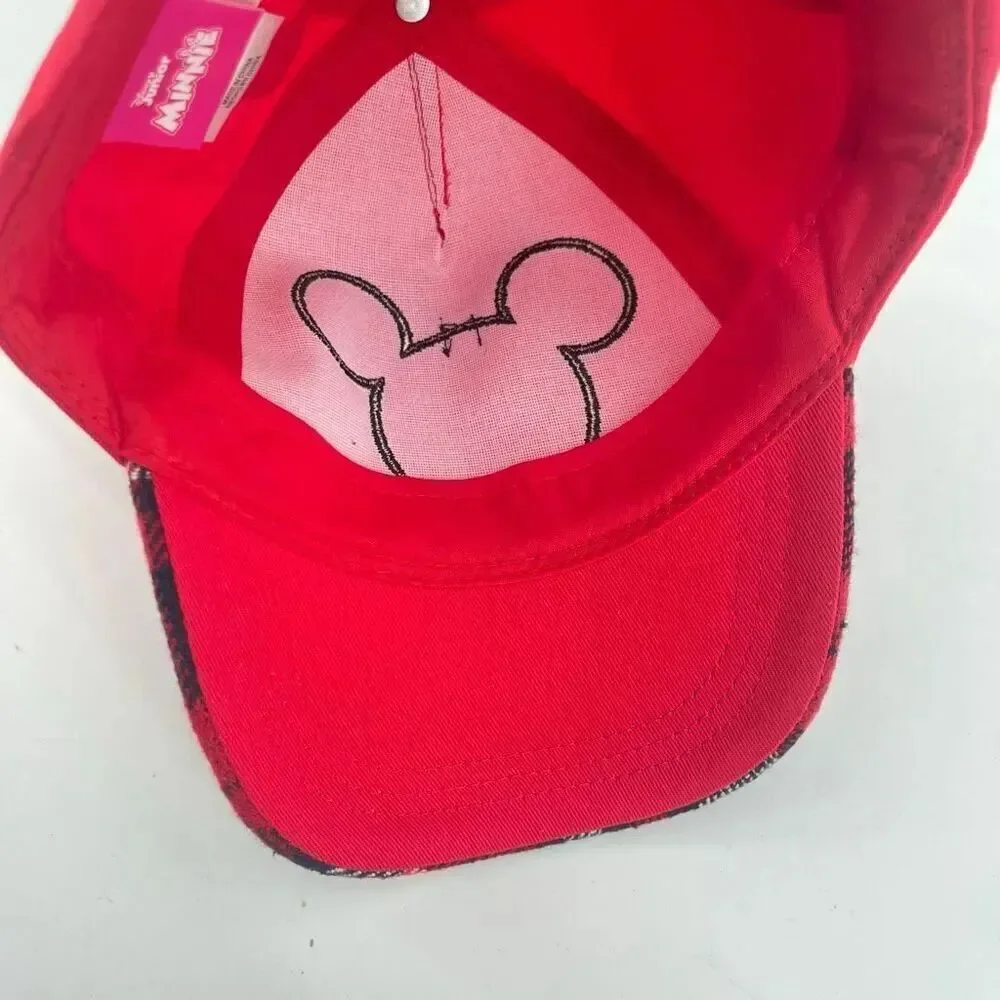 Disney Junior Minnie Mouse Red Plaid Polka Dot Toddler Baseball Cap, One Size